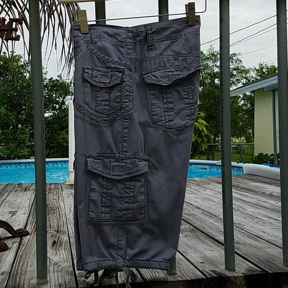 UNIONBAY KHAKI grey CARGO cotton CAPRI PANTS - Picture 1 of 5